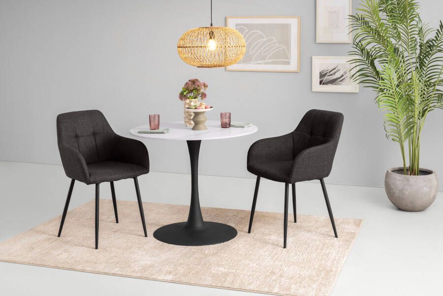 HELA Eetkamerstoel Hanna Schaalstoel armleuningstoel bekleding geweven stof (set 2 stuks) - Foto 15