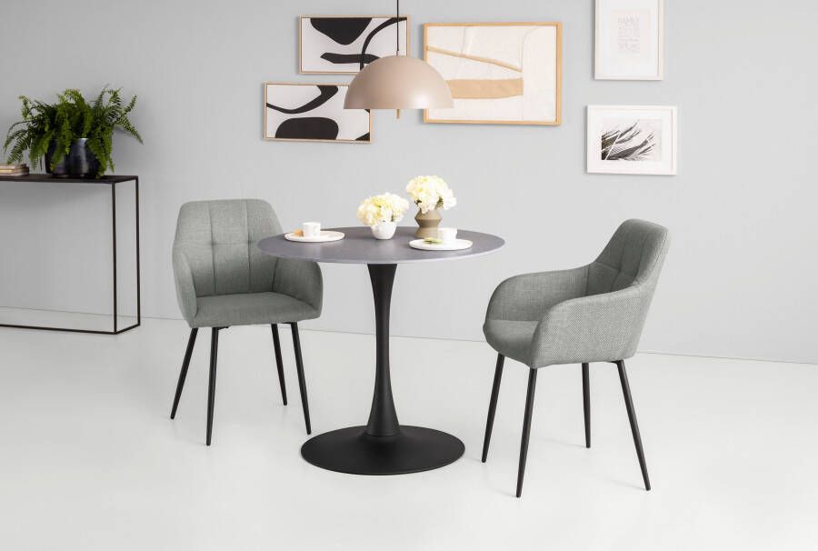 HELA Eetkamerstoel Hanna Schaalstoel armleuningstoel bekleding geweven stof (set 2 stuks) - Foto 13