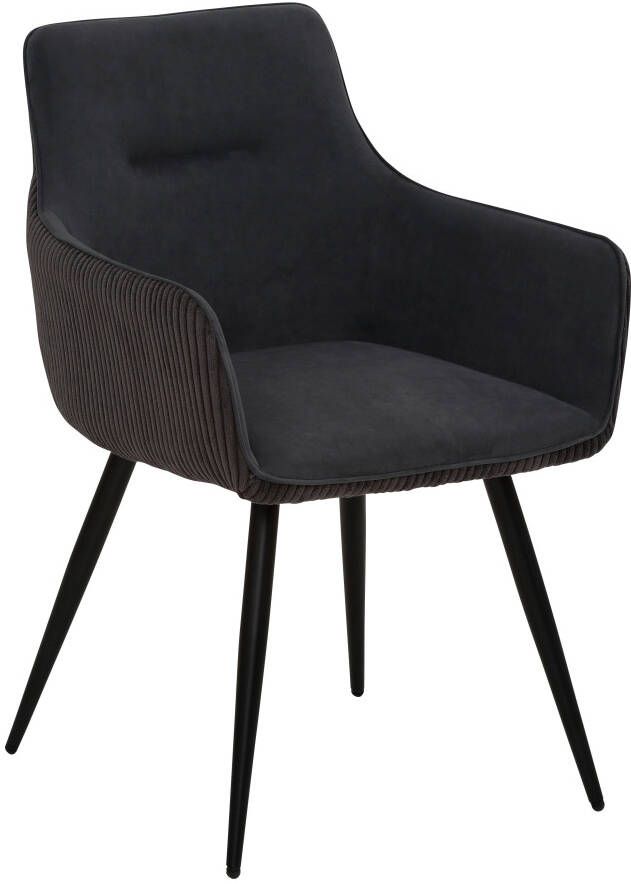 HELA Eetkamerstoel Lisa Fauteuil moderne mix van materialen: ribfluweel en velours (set 2 stuks) - Foto 8