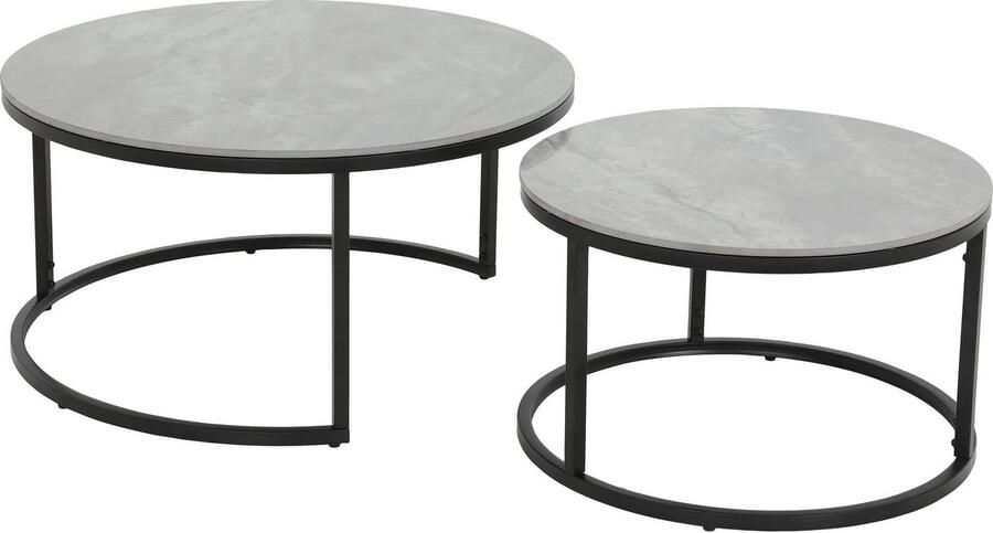 HELA Bijpassend tafeltje LUIS Bestseller salontafel rond 2-delige set 12mm sintersteen marmerlook boho salontafel (set 2 stuks) - Foto 9