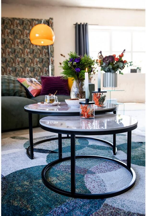 HELA Bijpassend tafeltje LUIS Bestseller salontafel rond 2-delige set 12mm sintersteen marmerlook boho salontafel (set 2 stuks) - Foto 5