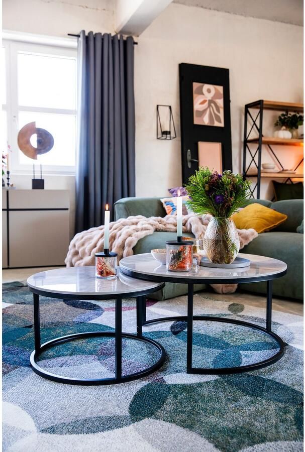 HELA Bijpassend tafeltje LUIS Bestseller salontafel rond 2-delige set 12mm sintersteen marmerlook boho salontafel (set 2 stuks) - Foto 6