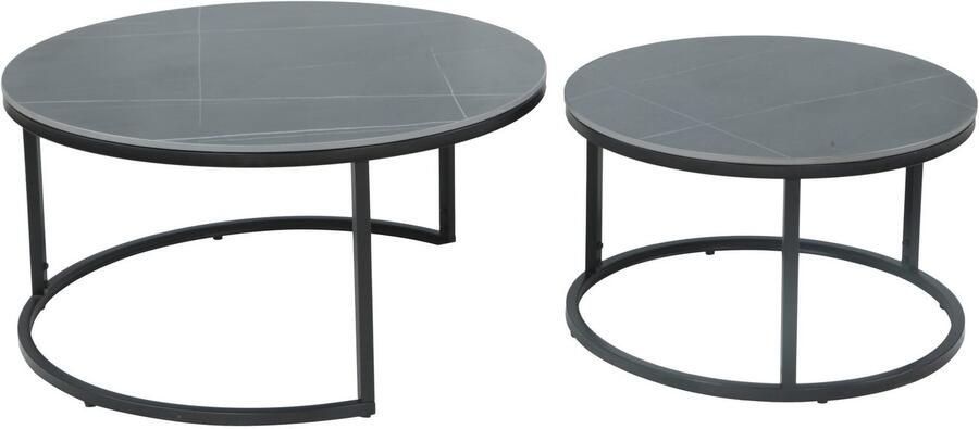 HELA Bijpassend tafeltje LUIS Bestseller salontafel rond 2-delige set 12mm sintersteen marmerlook boho salontafel (set 2 stuks) - Foto 5