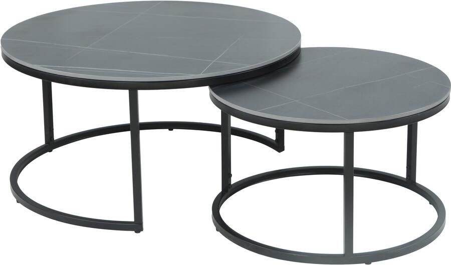 HELA Bijpassend tafeltje LUIS Bestseller salontafel rond 2-delige set 12mm sintersteen marmerlook boho salontafel (set 2 stuks) - Foto 3