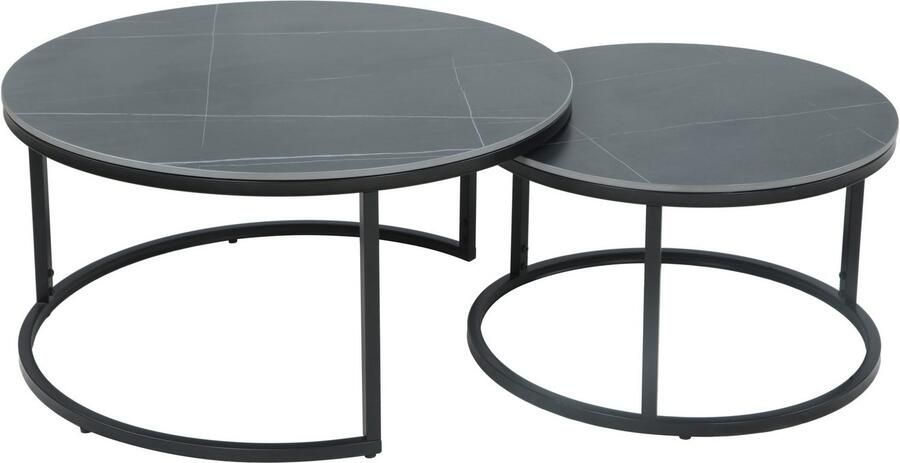 HELA Bijpassend tafeltje LUIS Bestseller salontafel rond 2-delige set 12mm sintersteen marmerlook boho salontafel (set 2 stuks) - Foto 4