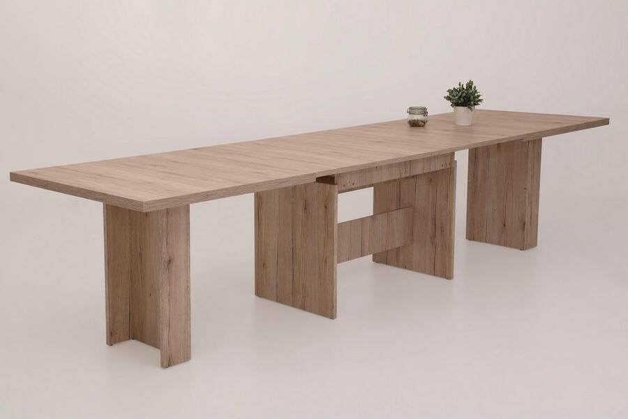 Hela EMOB Eettafel Lianna 160 320x90 cm-zandkleurige eik Kantoortafels Bruin Spaanplaat Kantoortafels Op voorraad - Foto 4