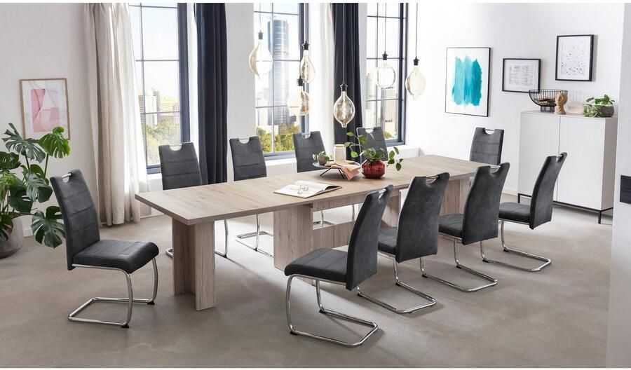 Hela EMOB Eettafel Lianna 160 320x90 cm-zandkleurige eik Kantoortafels Bruin Spaanplaat Kantoortafels Op voorraad - Foto 8