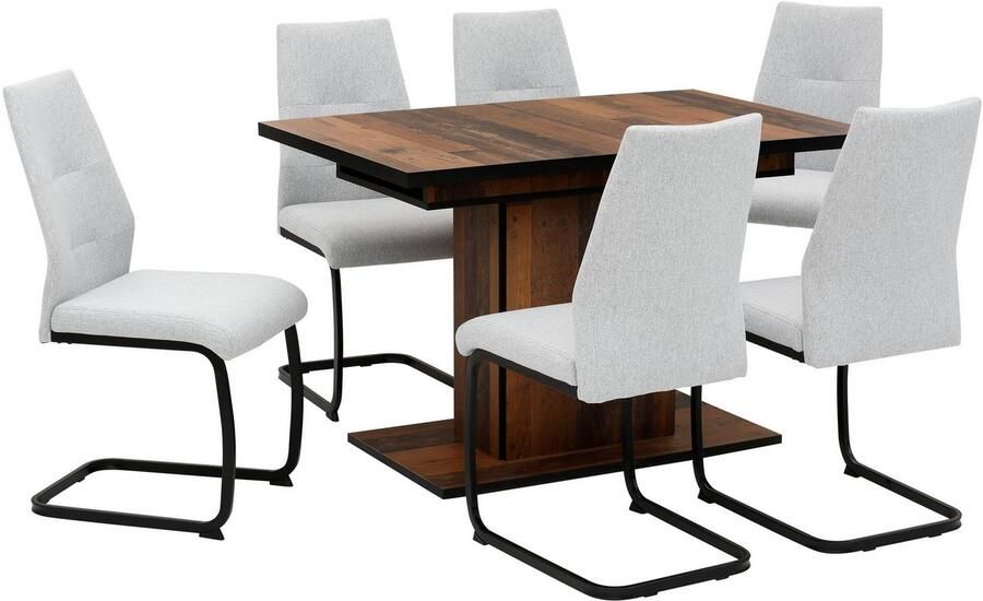 HELA Eethoek Ariana eettafel met 6 stoelen uitschuifbare keukentafel 7-delige set tafel (120-160cm) 6 stoelen met hoge belastbaarheid (set 7-delig) - Foto 3
