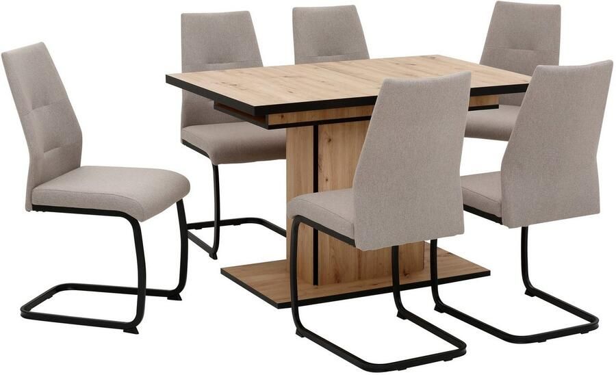 HELA Eethoek Ariana eettafel met 6 stoelen uitschuifbare keukentafel 7-delige set tafel (120-160cm) 6 stoelen met hoge belastbaarheid (set 7-delig) - Foto 4
