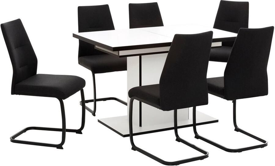 HELA Eethoek Ariana eettafel met 6 stoelen uitschuifbare keukentafel 7-delige set tafel (120-160cm) 6 stoelen met hoge belastbaarheid (set 7-delig) - Foto 4
