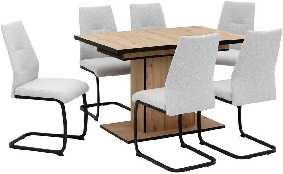 HELA Eethoek Ariana eettafel met 6 stoelen uitschuifbare keukentafel 7-delige set tafel (120-160cm) 6 stoelen met hoge belastbaarheid (set 7-delig) - Foto 4