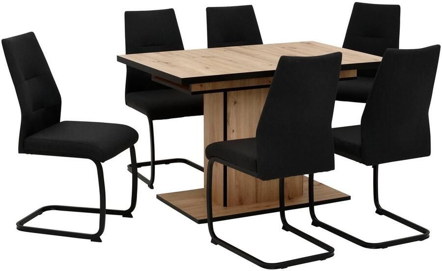 HELA Eethoek Ariana eettafel met 6 stoelen uitschuifbare keukentafel 7-delige set tafel (120-160cm) 6 stoelen met hoge belastbaarheid (set 7-delig) - Foto 4