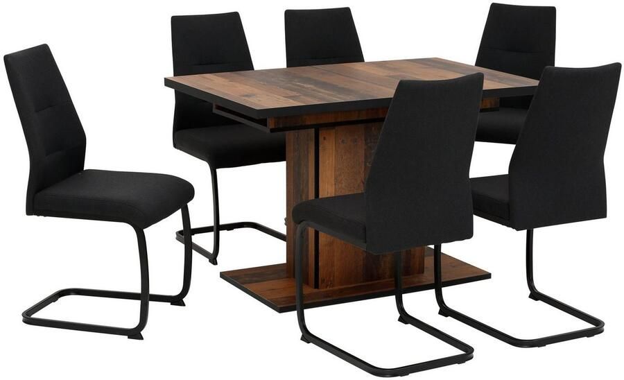 HELA Eethoek Ariana eettafel met 6 stoelen uitschuifbare keukentafel 7-delige set tafel (120-160cm) 6 stoelen met hoge belastbaarheid (set 7-delig) - Foto 4