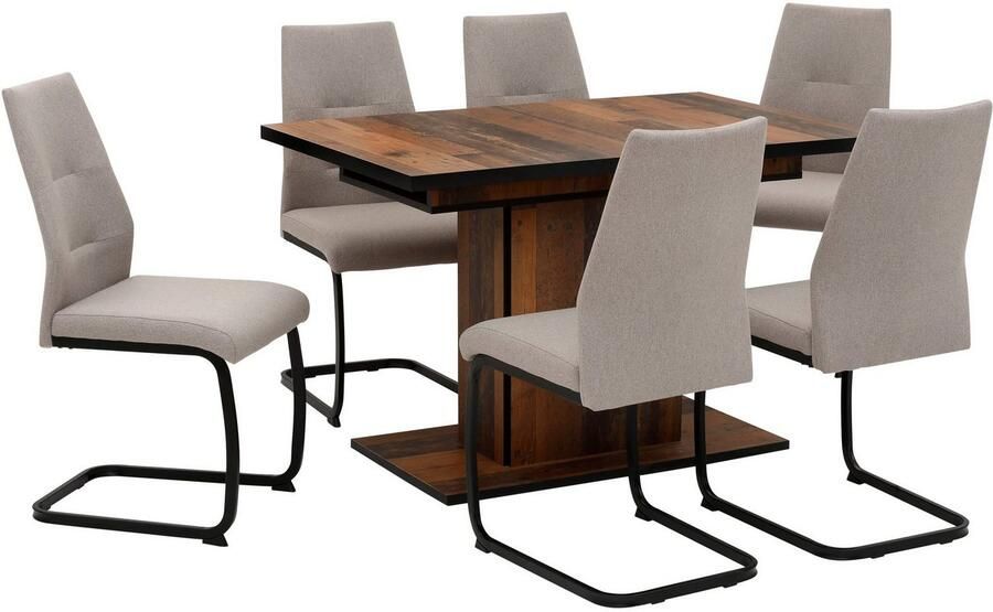 HELA Eethoek Ariana eettafel met 6 stoelen uitschuifbare keukentafel 7-delige set tafel (120-160cm) 6 stoelen met hoge belastbaarheid (set 7-delig) - Foto 3