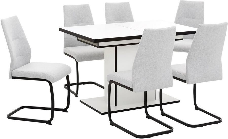 HELA Eethoek Ariana eettafel met 6 stoelen uitschuifbare keukentafel 7-delige set tafel (120-160cm) 6 stoelen met hoge belastbaarheid (set 7-delig) - Foto 3