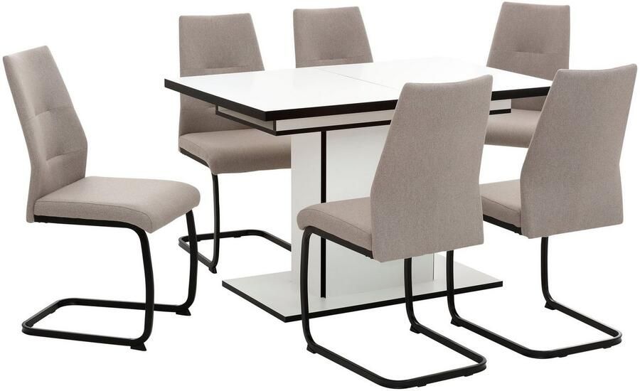 HELA Eethoek Ariana eettafel met 6 stoelen uitschuifbare keukentafel 7-delige set tafel (120-160cm) 6 stoelen met hoge belastbaarheid (set 7-delig) - Foto 3