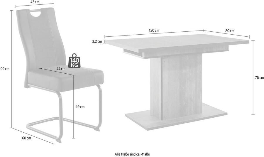 HELA Eethoek bestaand uit 4x stoel erika & 1x tafel ariana uittrekbaar (set 5-delig) - Foto 4