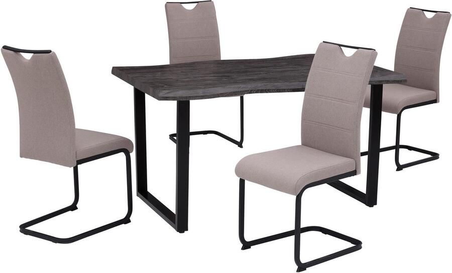 HELA Eethoek GISELLE Eetkamer Eetgroep Zitgroep TOPSELLER! Eettafel U-frame metaal tafelblad met boomrand OTTOs Choice (set 5-delig) - Foto 3