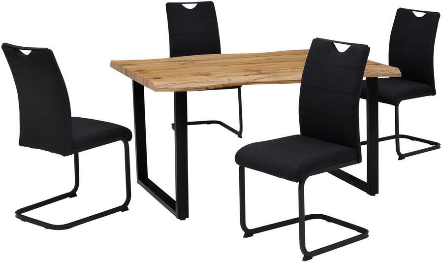 HELA Eethoek GISELLE Eetkamer Eetgroep Zitgroep TOPSELLER! Eettafel U-frame metaal tafelblad met boomrand OTTOs Choice (set 5-delig) - Foto 4