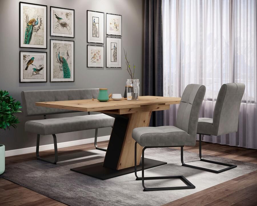 HELA Eethoek Luise I G tafel zitbank stoelen Uittrekbare tafel 140 180 cm eetkamer bestseller (set 4-delig) - Foto 13