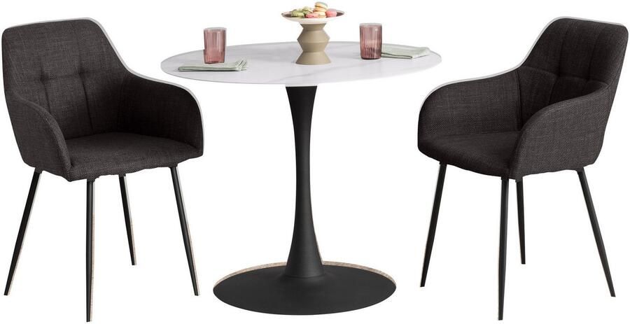 HELA Eetkamerstoel Hanna Schaalstoel armleuningstoel bekleding geweven stof (set 2 stuks) - Foto 14