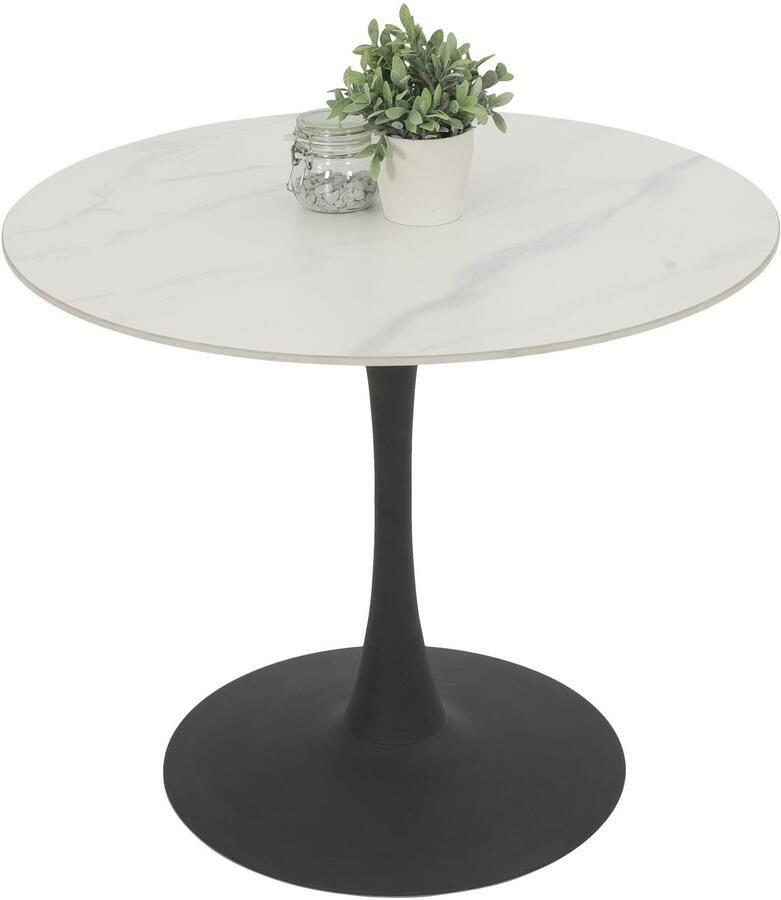 HELA Eethoek MOSEL Tafel 90x75 cm ronde plaat gesinterde steen armleuningsstoel (3-delig)