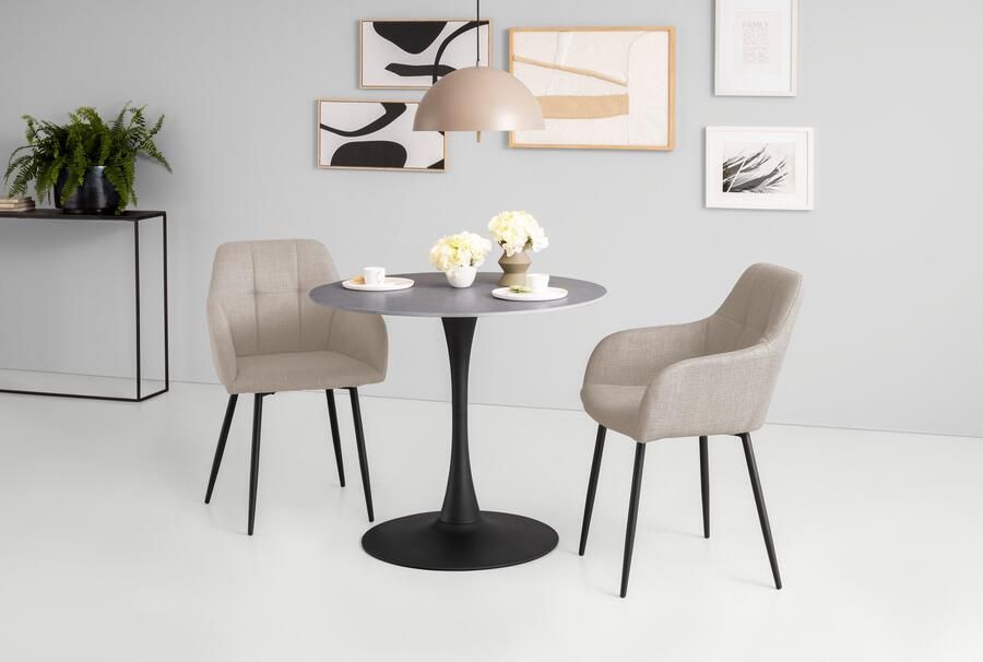 HELA Eethoek MOSEL Tafel 90x75 cm ronde plaat gesinterde steen armleuningsstoel (3-delig) - Foto 9