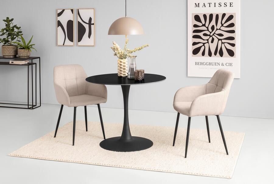 HELA Eethoek MOSEL Tafel 90x75 cm ronde plaat gesinterde steen armleuningsstoel (3-delig) - Foto 9