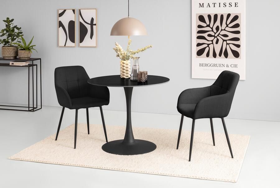 HELA Eethoek MOSEL Tafel 90x75 cm ronde plaat gesinterde steen armleuningsstoel (3-delig) - Foto 9