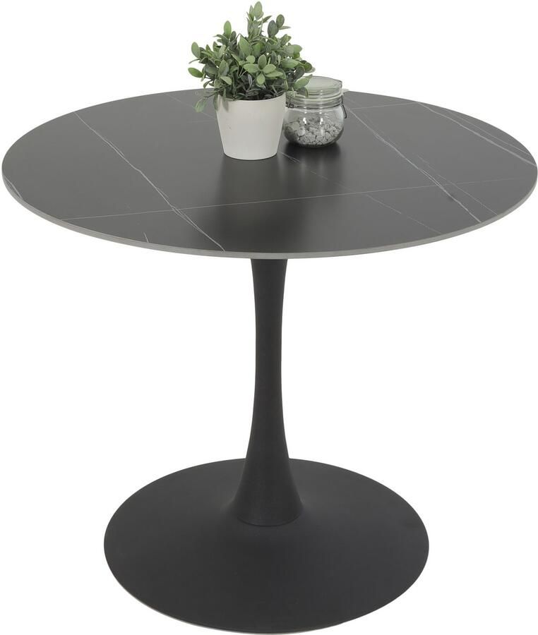 HELA Eethoek MOSEL Tafel 90x75 cm ronde plaat gesinterde steen armleuningsstoel (3-delig)