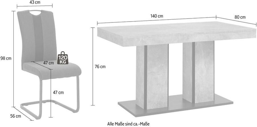 HELA Eethoek Rosé bestaand uit een tafel 140-180 cm en 4 stoelen (set 5-delig) - Foto 7