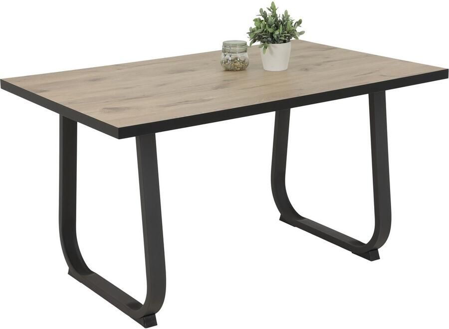 HELA Eethoek RUHR Kufentafel 140x90 cm schommelstoel en bank met verenmand comfortzit (4-delig) - Foto 2