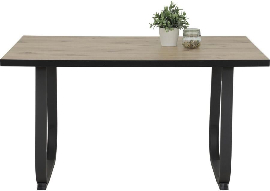 HELA Eethoek RUHR Kufentafel 140x90 cm schommelstoel en bank met verenmand comfortzit (4-delig) - Foto 3