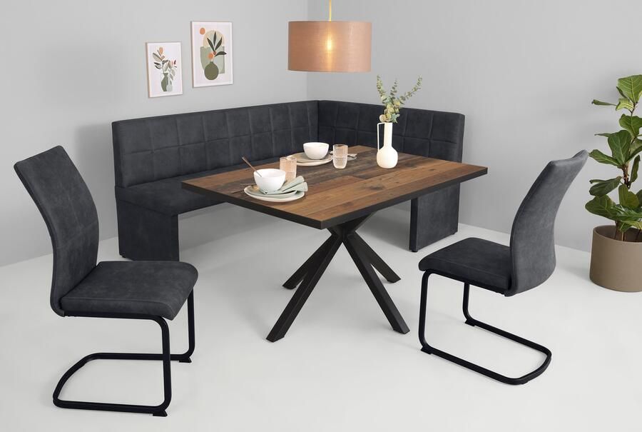 HELA Eethoek Spree Eettafel 140x90 cm met dikke rand microvezel bekleding(4-delig) - Foto 11