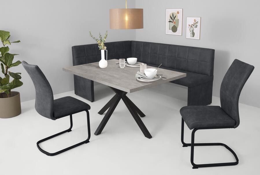 HELA Eethoek Spree Eettafel 140x90 cm met dikke rand microvezel bekleding(4-delig) - Foto 11