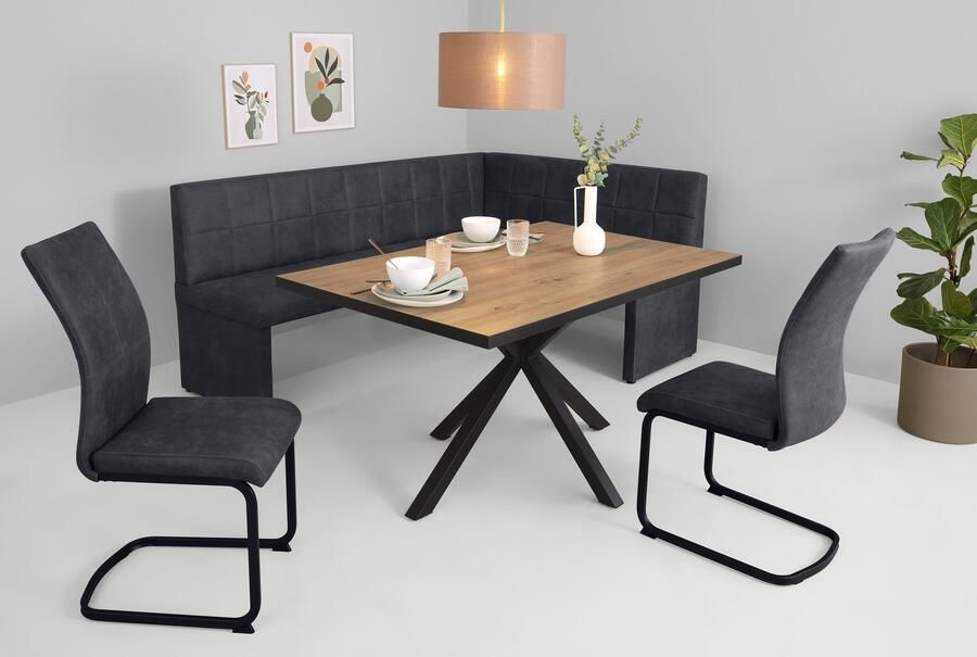 HELA Eethoek Spree Eettafel 140x90 cm met dikke rand microvezel bekleding(4-delig) - Foto 11