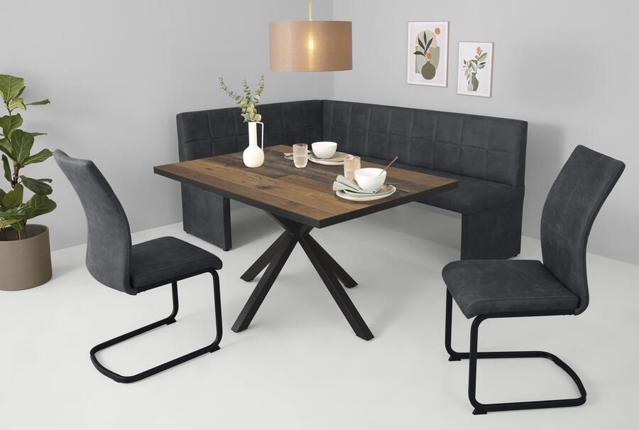 HELA Eethoek Spree Eettafel 140x90 cm met dikke rand microvezel bekleding(4-delig) - Foto 11