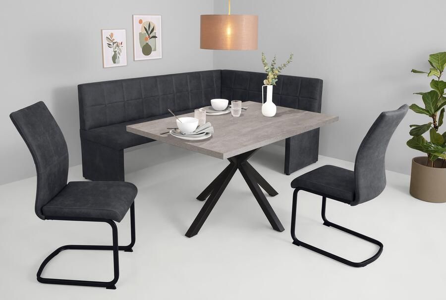 HELA Eethoek Spree Eettafel 140x90 cm met dikke rand microvezel bekleding(4-delig) - Foto 11