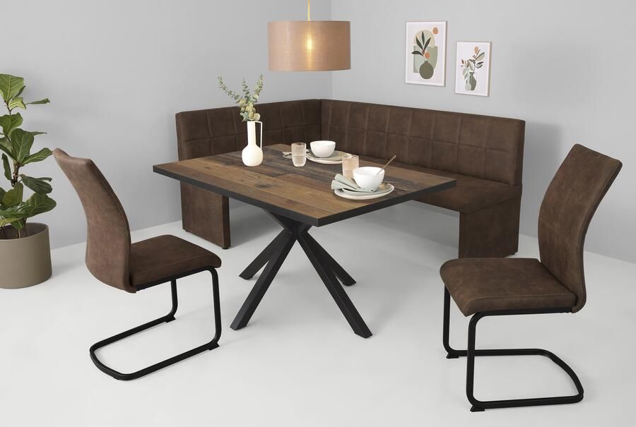 HELA Eethoek Spree Eettafel 140x90 cm met dikke rand microvezel bekleding(4-delig) - Foto 11