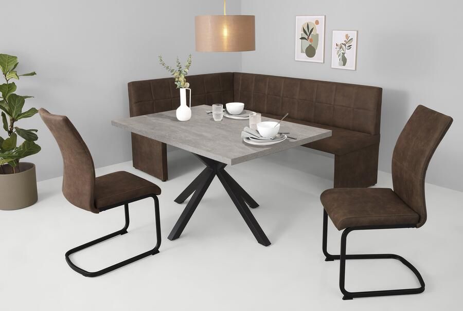 HELA Eethoek Spree Eettafel 140x90 cm met dikke rand microvezel bekleding(4-delig) - Foto 11