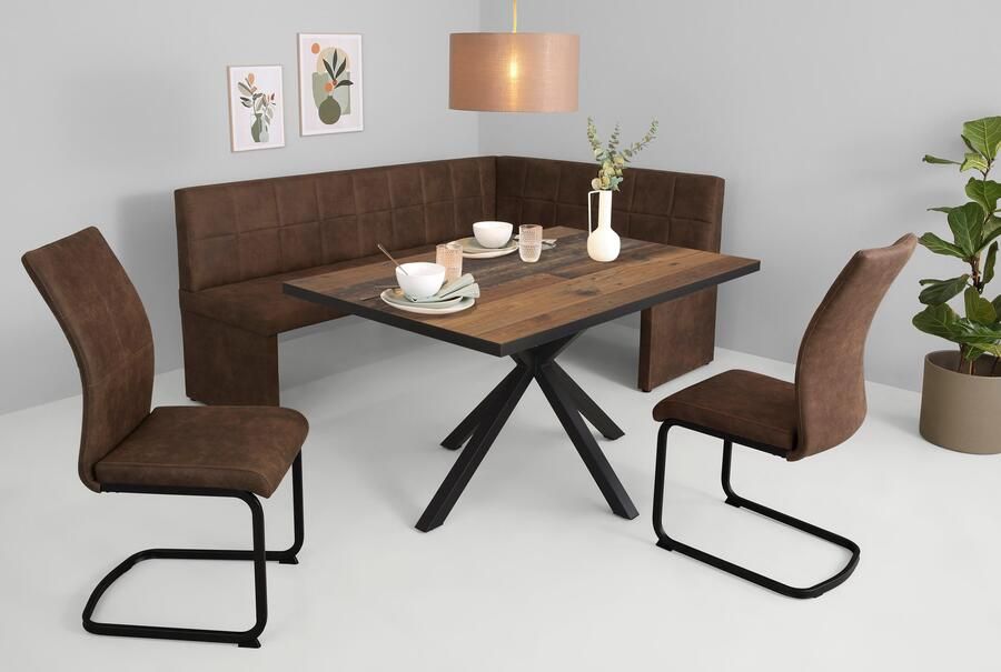 HELA Eethoek Spree Eettafel 140x90 cm met dikke rand microvezel bekleding(4-delig) - Foto 11