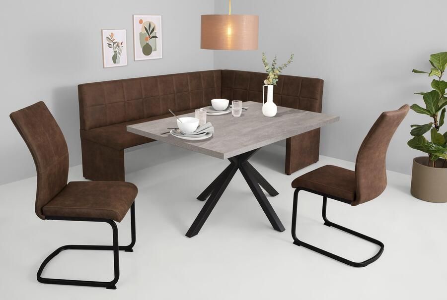 HELA Eethoek Spree Eettafel 140x90 cm met dikke rand microvezel bekleding(4-delig) - Foto 11