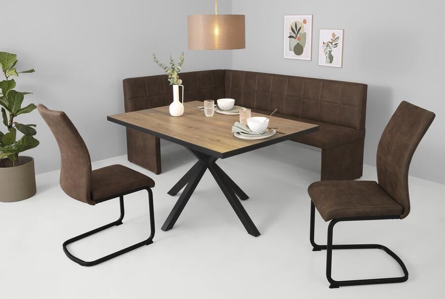 HELA Eethoek Spree Eettafel 140x90 cm met dikke rand microvezel bekleding(4-delig) - Foto 11