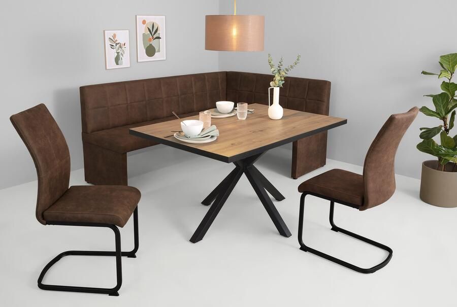 HELA Eethoek Spree Eettafel 140x90 cm met dikke rand microvezel bekleding(4-delig) - Foto 11