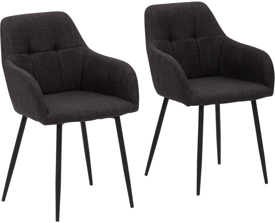 HELA Eetkamerstoel Hanna Schaalstoel armleuningstoel bekleding geweven stof (set 2 stuks) - Foto 4