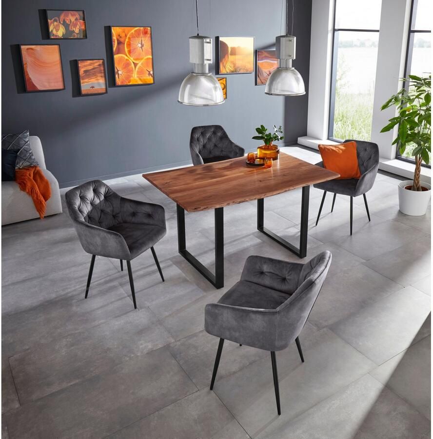 HELA Eetkamerstoel Kira schaalstoel Boho bestseller Stoel met armleuningen fluweel of microvezel bekleding (set) - Foto 2