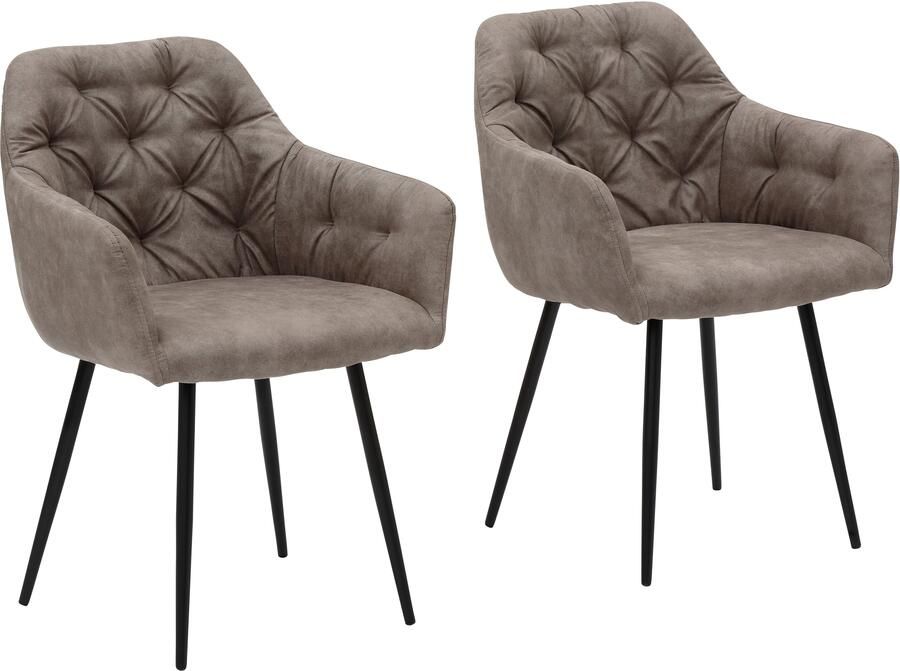 HELA Eetkamerstoel Kira schaalstoel Boho bestseller Stoel met armleuningen fluweel of microvezel bekleding (set) - Foto 2