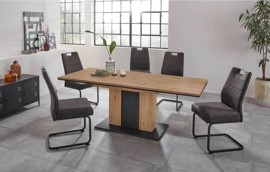 Hela EMOB Eettafel Atnalta 160 210x90 cm-artisan gebrand hout Kantoortafels Bruin Spaanplaat Kantoortafels Op voorraad - Foto 11