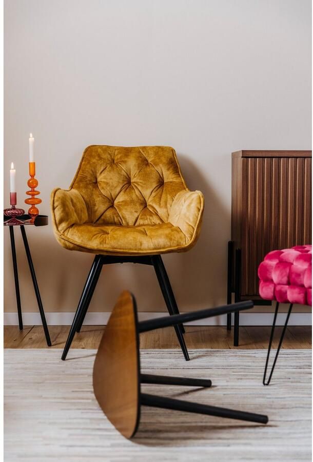 HELA Eetkamerstoel Mara Draaistoel teddy bekleding geweven stof of velvet (set) - Foto 7