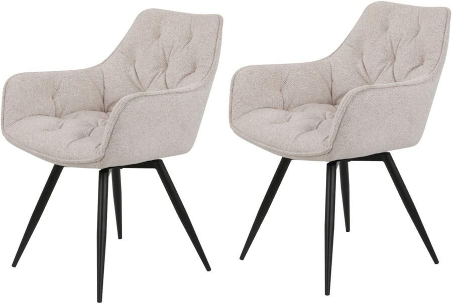 HELA Eetkamerstoel Mara Draaistoel teddy bekleding geweven stof of velvet (set) - Foto 4